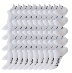 lot 10D image: 50 Brand New Mens Low Cut Anti Odor & Sweat Absorption White Sport Socks