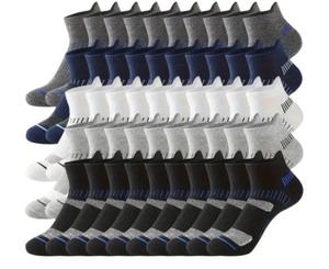 lot 19C image: 50 Brand New Mens Low Cut Anti Odor & Sweat Absorption Black, Navy Blue, White and Grey Socks