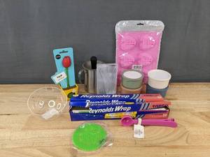 lot 182 image: 12 Assorted Kitchen Items Storage, Foil, Infuser, Etc. - Brand New