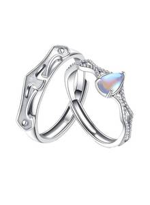 lot 197 image: Sterling Silver Couples Rings, Womens 5.5 & Mens 7.5 - Brand New