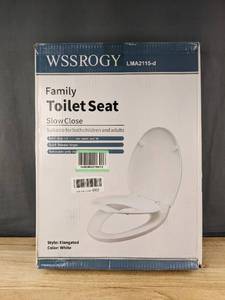 lot 238 image: WSSROGY Family Toilet Seat with Toddler Seat, Slow Close, White - Brand New