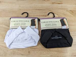 lot 250 image: 2 Collette Love Womens Sports Shirts, XL, Black & White - Brand New