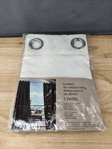 lot 253 image: Outdoor Grommet Curtain Panel, 54 x 84 Inch, White - Brand New