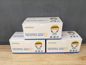 lot 316 image: WEPROK Disposable Child Protective Masks, 3 Boxes, 50 Masks in each - Brand New
