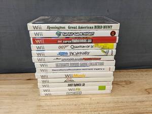 lot 19E image: 13 Nintendo Wii Games - Super Mario Bros, Just Dance 2, Wii Fit, Bowling, Game Night C