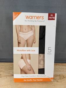 lot 365 image: Warners Womens Underwear XL (1618) 4-Pack Black and Tan - New