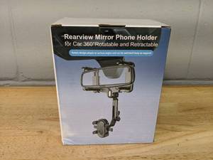 lot 403 image: Rearview Mirror Phone Holder for Car, 360 Rotatable and Retractable - Brand New P
