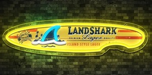 lot 25A image: LANDSHARK Lager Surfboard LED Neon Beer Sign - Brand New