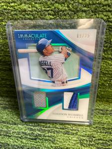 lot 202 image: 2017 Panini Immaculate Addison Russell Shadowbox Dual Jersey Relic 25