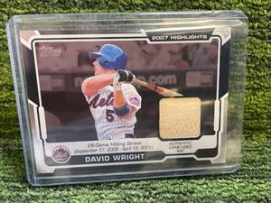 lot 111 image: 2008 Topps David Wright Game Used Bat Relic