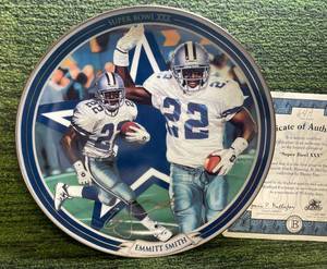 lot 163 image: Emmitt Smith Super Bowl XXX Commerative Plate