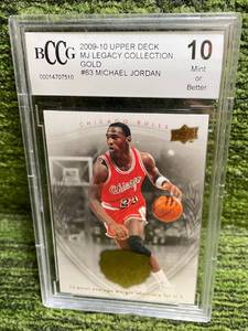 lot 295 image: 2009-10 Upper Deck Michael Jordan Legacy Collection Gold Graded 10 Mint