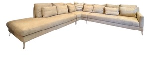 Modern Beige L-Shaped Sectional Sofa with Chaise