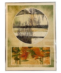 lot 17A image: LLSTR - Vintage Framed Etching Print by Bill Ellingson - Earth Space