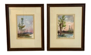 lot 19A image: LLSTR - Pair of Framed Gerald Korte Original Watercolor Paintings