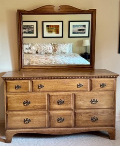lot 25 image: LLBR - Vintage Davis Cabinet Company Chambord Walnut Dresser with Mirror