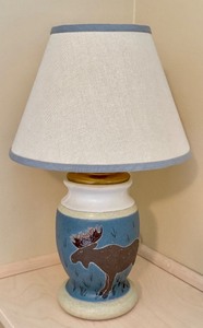 lot 26L image: LLBR - Stoneware Moose Table Lamp with Shade
