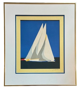 lot 27A image: LLBR - Signed K. Berg Framed Sailboat Print