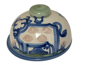 lot 38 image: PTRY - M.A. Hadley Domed Covered Cheese or Butter Dish with Cow Design