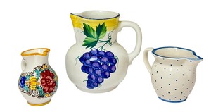 lot 39A image: PTRY - Set of 3 Assorted Ceramic Creamers, Hand-Painted