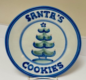 lot 52H image: PTRY - M.A. Hadley Santas Cookies Plate 8.75 Inch Holiday Pottery