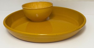 lot 60 image: PTRY - World Market Yellow Ceramic Platter and Bowl Set