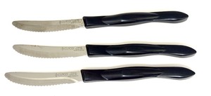 lot 65 image: PTRY - Set of 3 Cutco 1759 KE Serrated Steak Knives with Black Handles