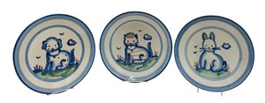 lot 67H image: PTRY - Set of 3 M.A. Hadley Pottery 11-Inch Animal Motif Dinner Plates