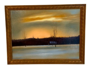 lot 97AA image: Vintage Framed Oil on Board Landscape Painting