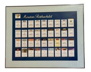 lot 87A image: LL - Framed Mouton Rothschild Wine Label Art Print Poster
