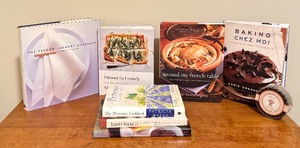 lot 27C image: K - Collection of 6 French Cookbooks with Tartlet Pan Set