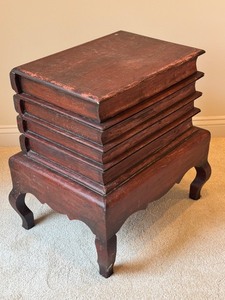 lot 56F image: LR - Book Motif Wooden End Table