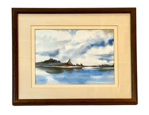 lot 79A image: LL - Raleigh E Kinney Framed Watercolor Landscape Painting