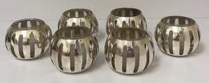 lot 86 image: K - Set of 6 Silver Colored Solid Brass Candle Holders 2.5 Inch