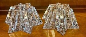 lot 87 image: K - Pair of Waterford Crystal Star Taper Candle Holders, 2.25 Inch