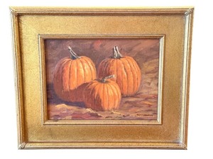 lot 89 image: LR - Pumpkin Study Original Oil on Linen by Jim Rataczak, Framed