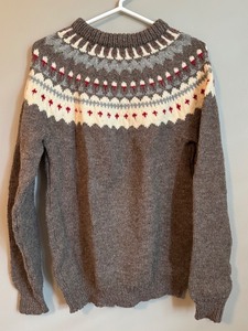 lot 92 image: MBR - Vintage Hand-Knit Wool Sweater with Nordic Pattern