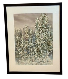 lot 96 image: MBR - Gerald Korte Original Watercolor Winter Forest