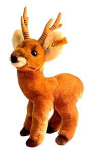 lot 126 image: D - Vintage Steiff Plush Deer with Tag and Button