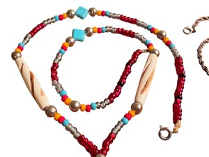 lot 129 image: D - Sterling Chain and Southwest Style Beaded Necklace Set