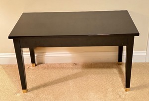 lot 132 image: D - Black Piano Bench with Lift-Top Storage