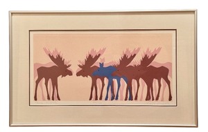 lot 135 image: LL - Carol Pollock Blue Moose Professionally Framed Limited Edition Print