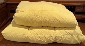 lot 138 image: LLBR - Pair of L.L.Bean Twin Down Comforters in Yellow