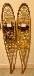 lot 161 image: LL - Pair of 56-Inch Vintage Northwoods Brand Wooden Snowshoes