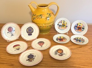 lot 174 image: LLO - French Decorative Kitchen Collection Terre Provence Pitcher and Limoges Plates