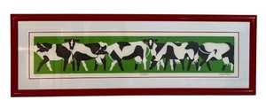 lot 199 image: LL - Sabra Field Signed Limited Edition Print Cows Framed