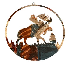 lot 207 image: LLO - 8-Inch Decorative Moose Metal Wall Hanging