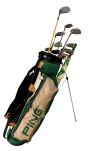 lot 244 image: G - Ping Golf Bag with Mixed Club Set including Drivers, Irons, and Putter