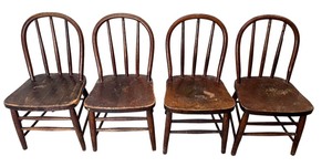 lot 246 image: Set of Four Vintage Wooden Childrens Chairs