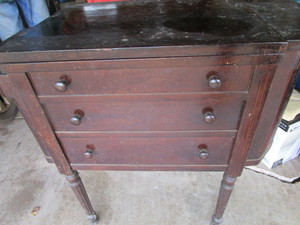 lot 197 image: Antique White Sewing Machine Cabinet